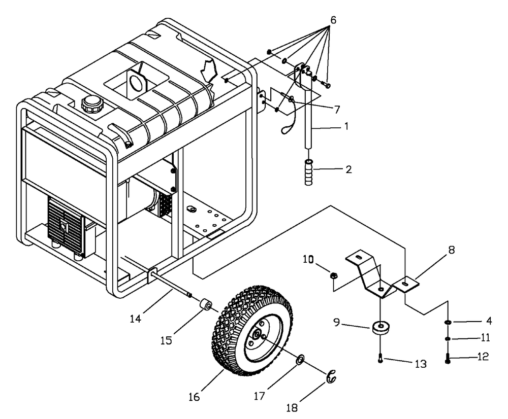 Wheel Kit Diagram and Parts List for 9801-9  Briggs and Stratton Generator